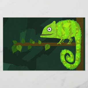 Schattige Groene Kameleon Illustratie Tropisch Rep Briefpapier