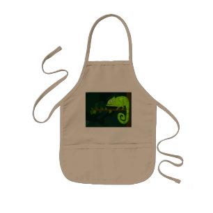 Schattige Groene Kameleon Illustratie Tropisch Rep Kinder Schort