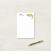 schattige groene kameleon post-it® notes (Op bureau)