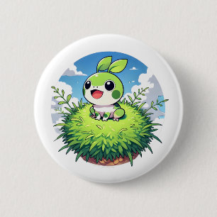 Schattige groene kikker met grote ogen ronde button 5,7 cm