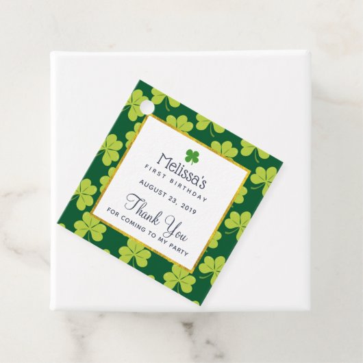 Schattige Groene Klaver Pattern Verjaardag Dank u Bedankjes Labels (In situ)