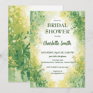 Schattige groene lente bloem wilde bloem botanisch save the date