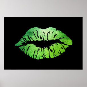 Schattige groene lips,Kiss Poster