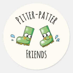 Schattige Groene Regenlaarzen Pitter-Patter Vriend Ronde Sticker