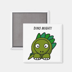 Schattige Groene Stegosaurus Cartoon met Leuk Dino Magneet