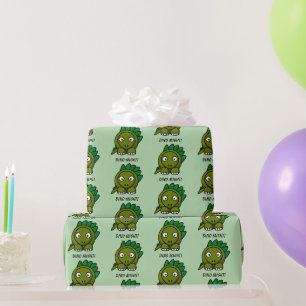 Schattige Groene Stegosaurus Cartoon met Leuke Din Cadeaupapier