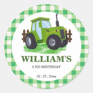 Schattige Groene Tractor Verjaardagsfeestje Ronde Sticker