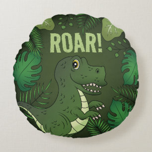 Schattige Groene Tyrannosaurus Rex Dinosaur & Brul Rond Kussen