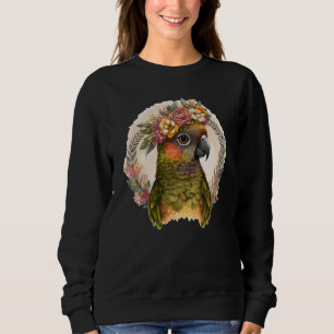 Schattige groene wang conure papegaai vogel bloeme trui