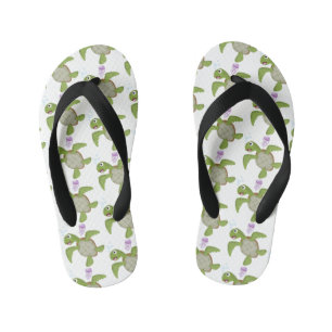 Schattige groene zeeschildpad gelukkige cartoon il kinder teenslippers
