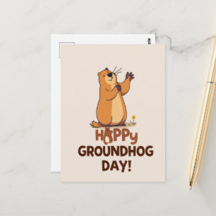 Schattige Grondhoeder Illustratie Klassieke Grondh Briefkaart