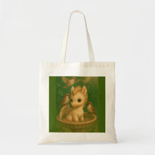 Schattige, grootoogig, baby unisus, pegasus eenhoo tote bag