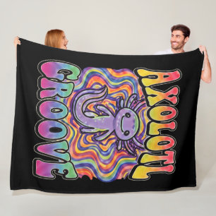 Schattige Groovy Hippie Axolotl Retro 70s Regenboo Fleece Deken