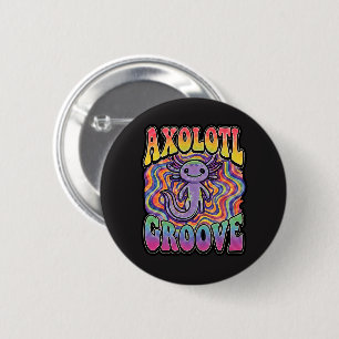 Schattige Groovy Hippie Axolotl Retro 70s Regenboo Ronde Button 5,7 Cm
