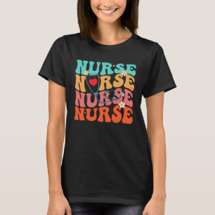 Schattige Groovy Stethoscoop Verpleegster Leven Ve T-shirt