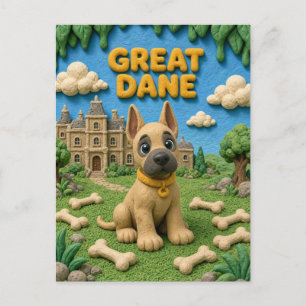 Schattige grote Dane pup, baby hond Briefkaart