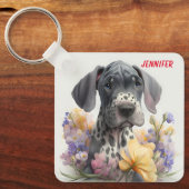 Schattige Grote Deen Hond Sleutelhanger (Voorkant)