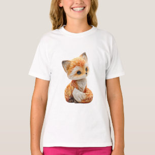 Schattige Grote Ogen Gestileerde Baby Rode Vos Kin T-shirt