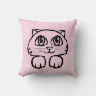 Schattige grote ogen kat roze kussen