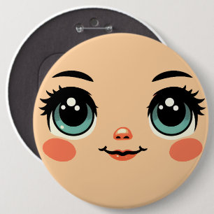 schattige grote oog cartoon meisjes Gezichten kuns Ronde Button 6,0 Cm