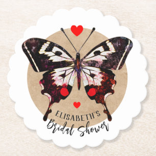 Schattige  Grunge vlinder en harten Voeg naam toe Kartonnen Onderzetters