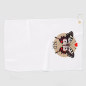 Schattige Grunge Vlinder & Harten Monogrammed Golfhanddoek (Horizontaal)