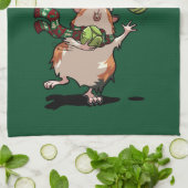 Schattige Guinea Pig Veggie Kerst! kiemjongleur Theedoek (Gevouwen)