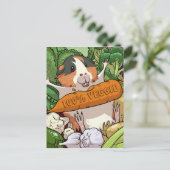 Schattige Guinee Pig 100% Veggie Wortel Cartoon Briefkaart (Staand voorkant)