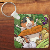 Schattige Guinee Pig 100% Veggie Wortel Cartoon Sleutelhanger (Voorkant)