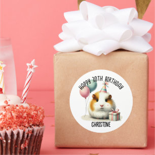 Schattige Guinee Pig Verjaardagsfeest Voordelen Ronde Sticker