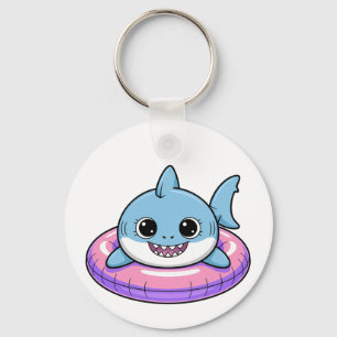 Schattige Haai Baby Met Drijver   Kinderen Sleutelhanger