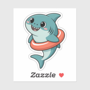 Schattige Haai Baby Met Drijver Kinderen Sticker