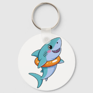 Schattige haai baby met vlot   Kinderen Sleutelhanger