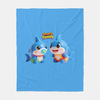Schattige Haaienfamilie 3D Cartoon Personage Kawai Fleece Deken