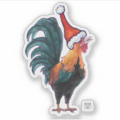 Schattige haan in een kerstmuts sticker (Voorkant)