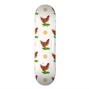 Schattige haan, kip, tan polka stippen skateboard