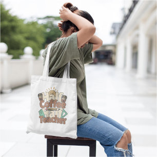 Schattige Half Coffee Half Teacher Waardering Tote Bag