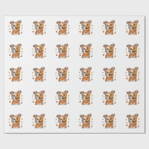 Schattige Half Skelet Half Pompoen Hond Halloween Cadeaupapier