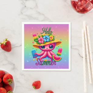 Schattige hallo Zomer strand octopus feest Servet