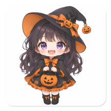 Schattige Halloween Anime Heks met Pompoen