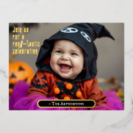 Schattige Halloween Baby Folie Uitnodiging Briefkaart