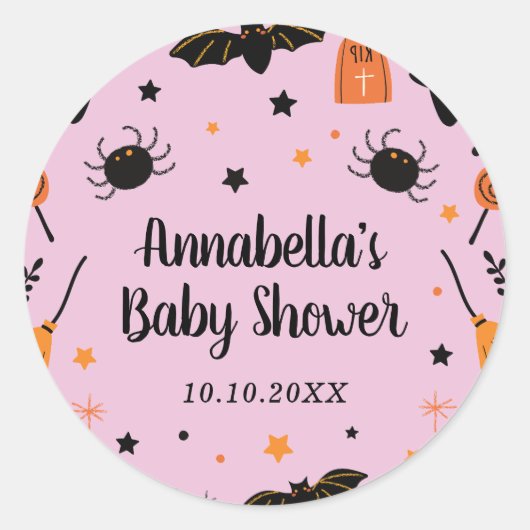 Schattige Halloween Baby shower Favor Ronde Sticker (Voorkant)