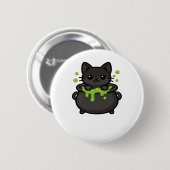 Schattige Halloween Black Cat Classic T-shirt Ronde Button 5,7 Cm (Voorkant /achterkant)
