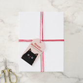 Schattige Halloween Black Cat Spooky Cadeaulabel (Met Touw)