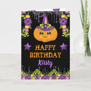 Schattige Halloween bloemige pompoen gelukkige ver Kaart