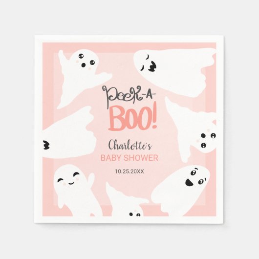 Schattige Halloween boe geesten roze baby shower Servet (Voorkant)