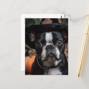 Schattige Halloween Boston Terrier Briefkaart