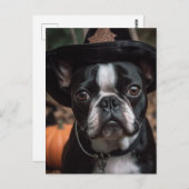 Schattige Halloween Boston Terrier Briefkaart (Voorkant / Achterkant)