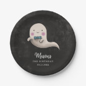 Schattige Halloween Bow Stropdas Ghost Verjaardags Papieren Bordje (Voorkant)