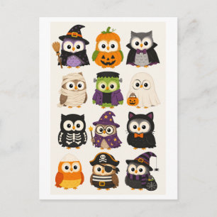 Schattige Halloween cartoon uil Briefkaart